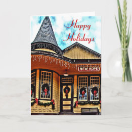 Feestive Railway Station Holiday Card Feestdagen Kaart