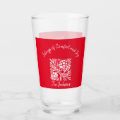 Feestive Red and White Holiday Season Glas (Achterkant)