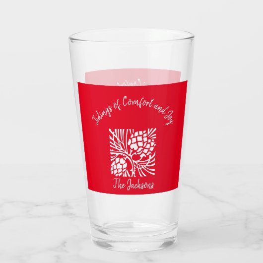 Feestive Red and White Holiday Season Glas (Achterkant)