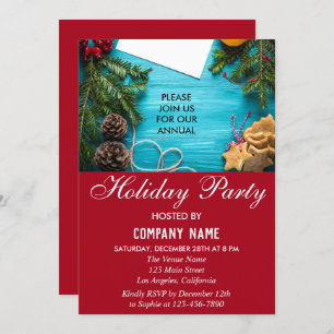 Feestive Red & Blue Company Holiday kerstparty Kaart