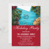Feestive Red & Blue Holiday Country Kerstparty Kaart (Voorkant)