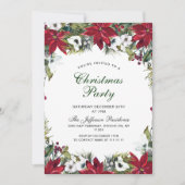 Feestive Red Poinsettia Holiday Kerstfeest Kaart (Voorkant)