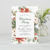 Feestive Red Poinsettia Holiday Kerstfeest Kaart (Staand voorkant)