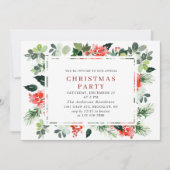 Feestive Red Poinsettia Holiday Kerstfeest Kaart (Voorkant)