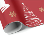 Feestive Red Rustic Reindeer kerstboomvakantie Cadeaupapier (Rol Hoek)