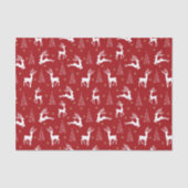 Feestive Red White Reindeer Kerstmis Vakantie Tissuepapier (Voorkant)
