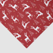 Feestive Red White Reindeer Kerstmis Vakantie Tissuepapier (Detail)