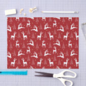 Feestive Red White Reindeer Kerstmis Vakantie Tissuepapier (Craft)