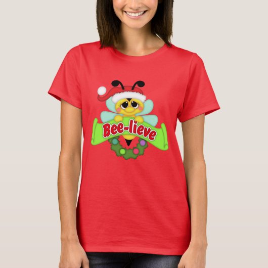 Feestive Santa bee Holiday t-shirt (Voorkant)
