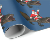 Feestive Santa Claus Riding an Alligator Cadeaupapier (Rol Hoek)