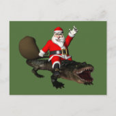 Feestive Santa Claus Riding an Alligator Feestdagenkaart (Voorkant)