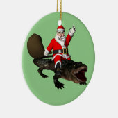 Feestive Santa Claus Riding an Alligator Keramisch Ornament (Rechts)