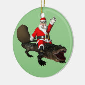 Feestive Santa Claus Riding an Alligator Keramisch Ornament (Links)