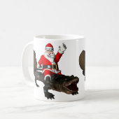 Feestive Santa Claus Riding an Alligator Koffiemok (Voorkant links)