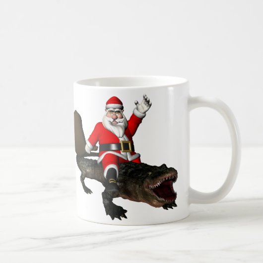 Feestive Santa Claus Riding an Alligator Koffiemok (Rechts)