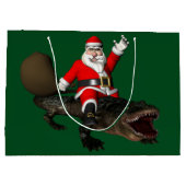 Feestive Santa Claus Riding an Alligator Large Cadeautasje (Achterkant)