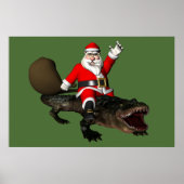 Feestive Santa Claus Riding an Alligator Poster (Voorkant)