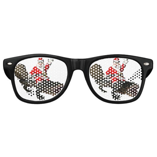Feestive Santa Claus Riding an Alligator Retro Zonnebril (Voorkant)