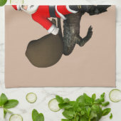 Feestive Santa Claus Riding an Alligator Theedoek (Gevouwen)