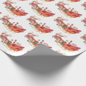 Feestive Santa Claus Sleigh Holiday Kerstmis Cadeaupapier (Hoek)