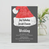 Feestive Santa Hat kerstbruiloft Aankondiging (Staand voorkant)