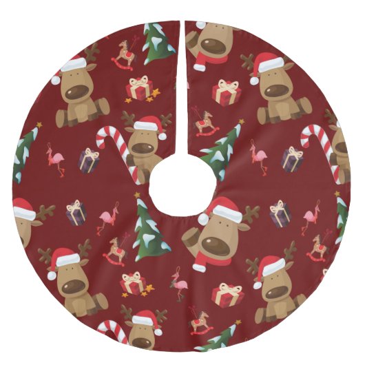 Feestive Santa Reindean met kerst van vrienden Kerstboom Rok (Voorkant)