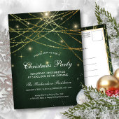 Feestive Sparking Gold String Lights Holiday Party Uitnodiging Briefkaart