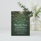 Feestive Sparking Gold String Lights Holiday Party Uitnodiging Briefkaart (Staand voorkant)