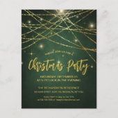Feestive Sparking Gold String Lights Holiday Party Uitnodiging Briefkaart (Voorkant)