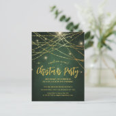 Feestive Sparking Gold String Lights Holiday Party Uitnodiging Briefkaart (Staand voorkant)
