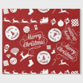 Feestive Vakantie Verfijn kerstrood-kerstpapier Cadeaupapier (Vlak)