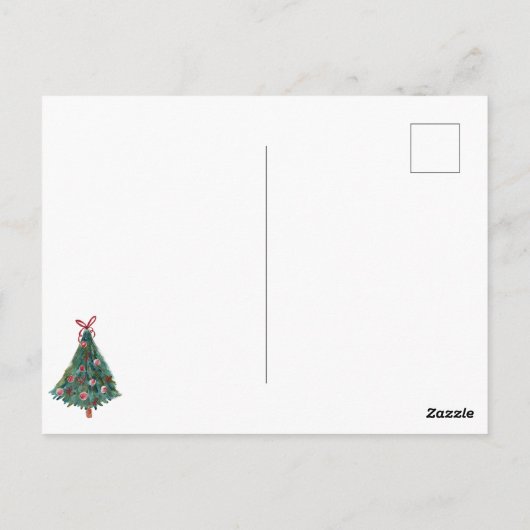 Feestive Waterverf kerstboom Briefkaart (Achterkant)