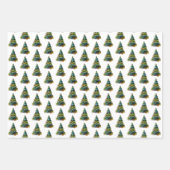 Feestive Waterverf kerstboomfeestdag Inpakpapier Vel (Voorkant 3)