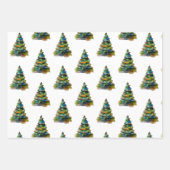 Feestive Waterverf kerstboomfeestdag Inpakpapier Vel (Voorkant)