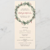 Feestive Waterverf Kerstmis Wreath Wedding Programmakaart (Voorkant)