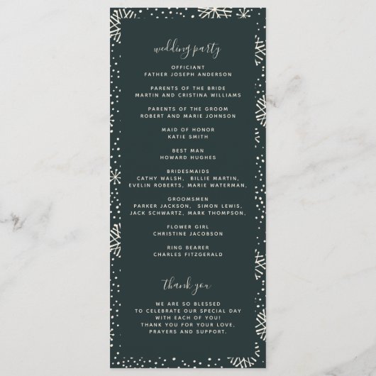 Feestive Waterverf Kerstmis Wreath Wedding Programmakaart (Achterkant)