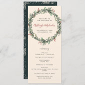 Feestive Waterverf Kerstmis Wreath Wedding Programmakaart (Voorkant / Achterkant)