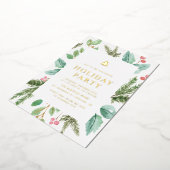 Feestive Waterverf Winter Foliage Holiday Party Folie Uitnodiging (Gedraaid)