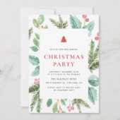 Feestive Waterverf Winter Foliage Kerstfeest Kaart (Voorkant)