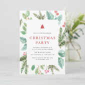 Feestive Waterverf Winter Foliage Kerstfeest Kaart (Staand voorkant)