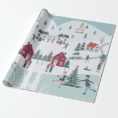 Feestive Winter Kerstmis Town/Village Holiday Cadeaupapier (Uitgerold)
