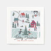 Feestive Winter Kerstmis Town/Village Holiday Servet (Voorkant)