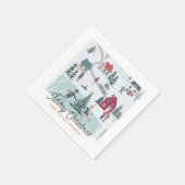 Feestive Winter Kerstmis Town/Village Holiday Servet (Hoek)