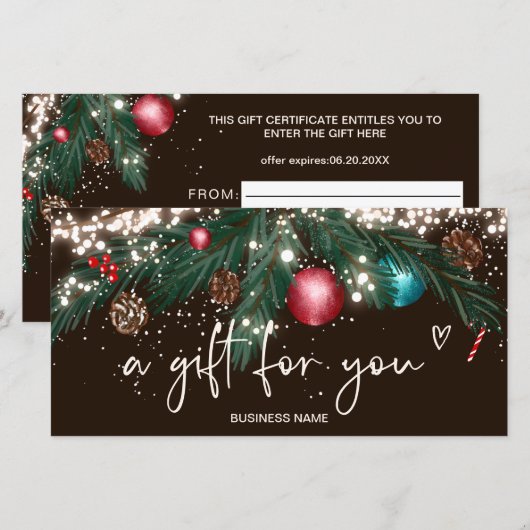 Feestive winter met logo cadeaubon brown (Voorkant / Achterkant)