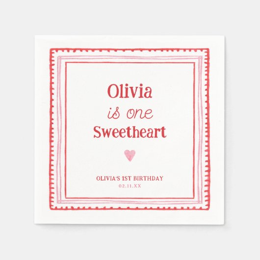 Feestje 1e verjaardag lieve schat servet (Voorkant)