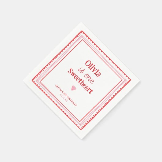 Feestje 1e verjaardag lieve schat servet (Hoek)