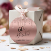 Feestje 60e verjaardag Roze Goud Glitter Dank je w Bedankjes Labels
