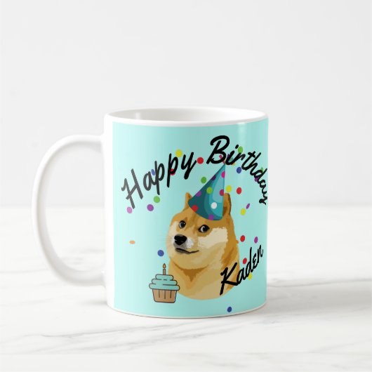 Feestje! Aangepaste Birthday Doge Birthday  Koffiemok (Links)