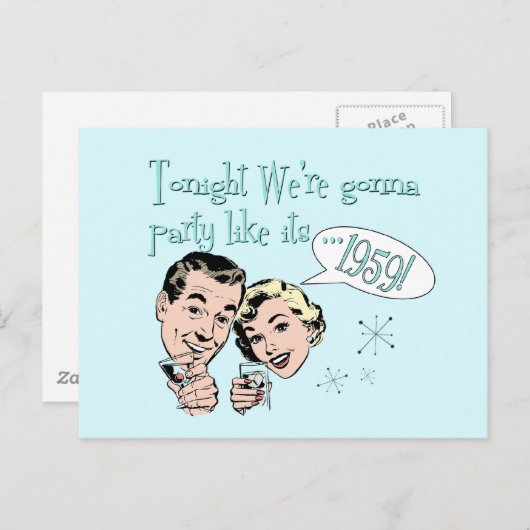 Feestje alsof het 1959 is! briefkaart (Voorkant / Achterkant)