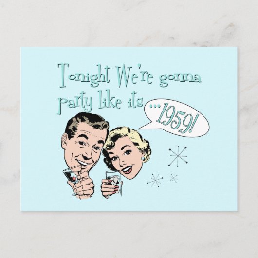 Feestje alsof het 1959 is! briefkaart (Voorkant)